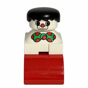 Vintage LEGO DUPLO Clown Brick 2327pb18 and Red Curved Brick 2302 | Set of 2